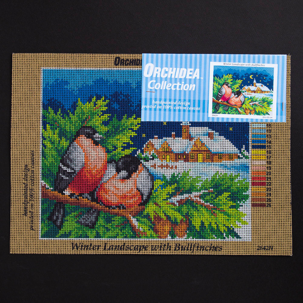 ORCHİDEA 24 x 30 cm Kuş Çifti Kış Baskılı Goblen 2642H